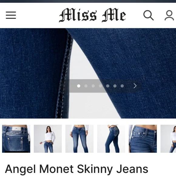 Miss Me Women's Blue Jeans ANGEL MONET SKINY JEANS NEW - washed but never worn - Picture 8 of 11